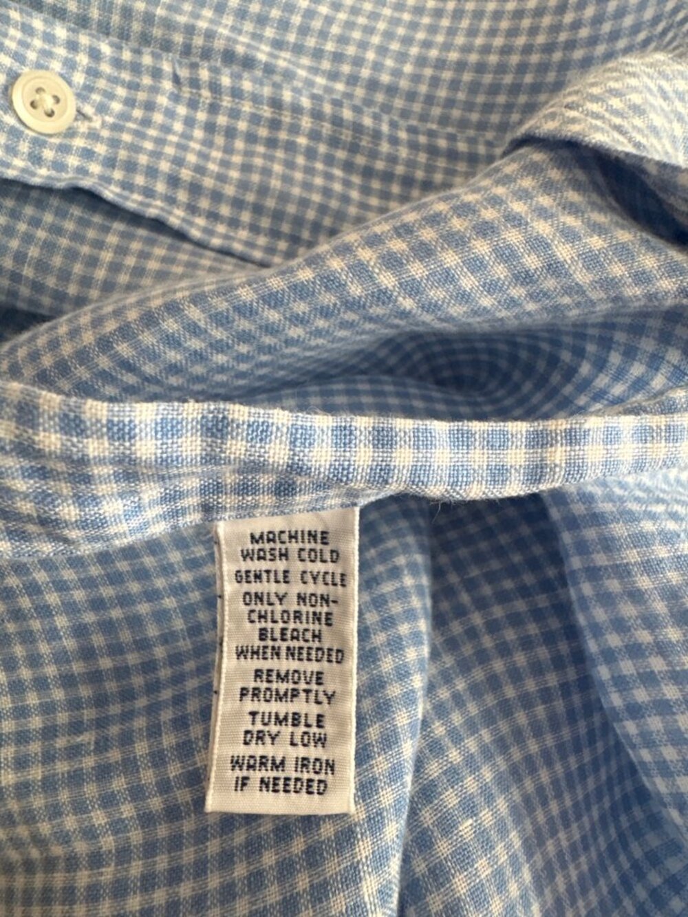 Ralph Lauren Mens Classic Fit Blue Gingham 100% Linen Shirt Size Large - Picture 5 of 6